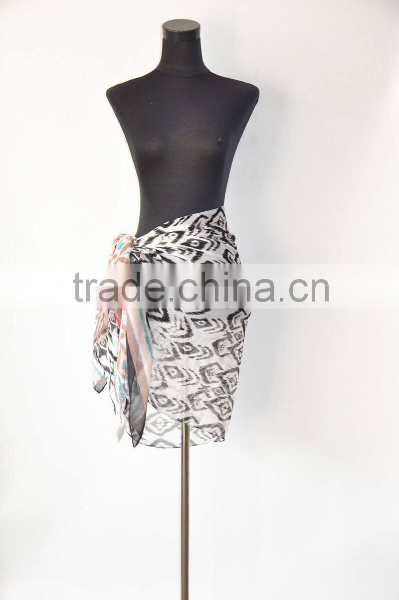 Best Selling Printing Design Sheer Style Polyester Chiffon Transparent Sarong