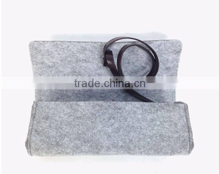Grey Felt Soft Eyeglasses &Sunglasses Protective Roll Up Case Pouch
