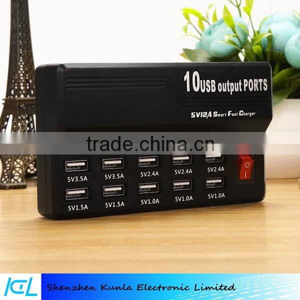 2016 hot sale high quality fast speed multi 10 port usb phone charger