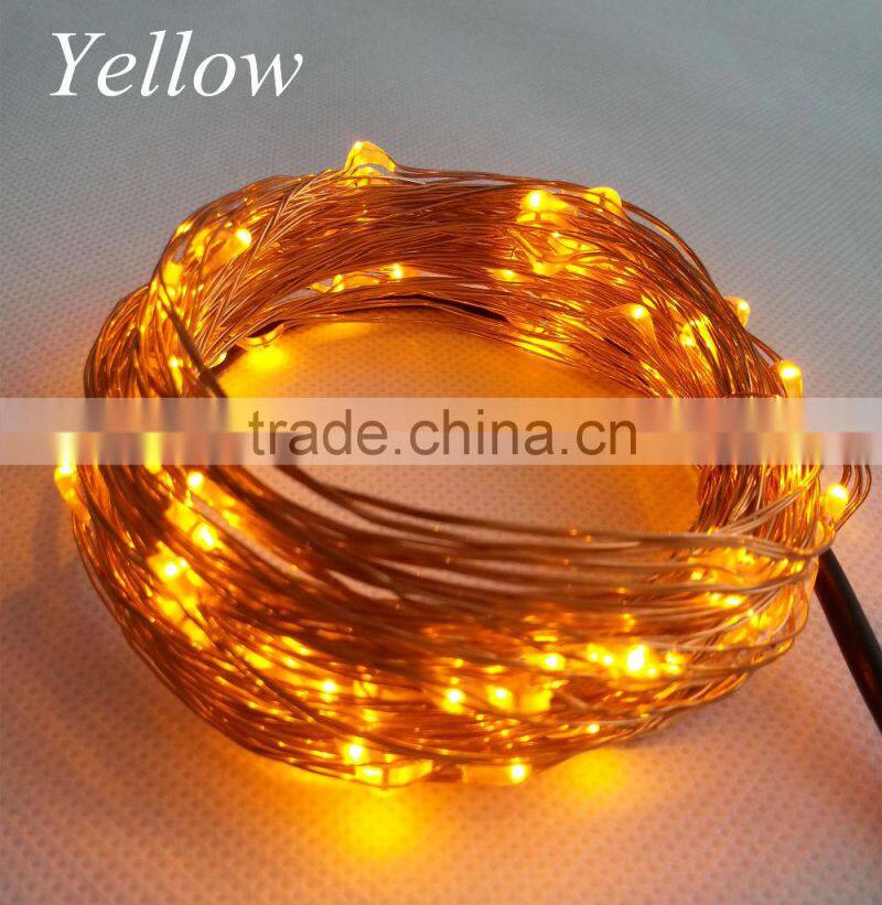 10M 100 Leds silver and copper wire mini string fairy lights with 4 customerized plug adapter