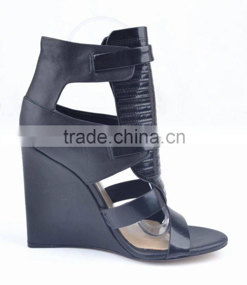 new style fashion leather wedge platform high heels sandals shoes 2014
