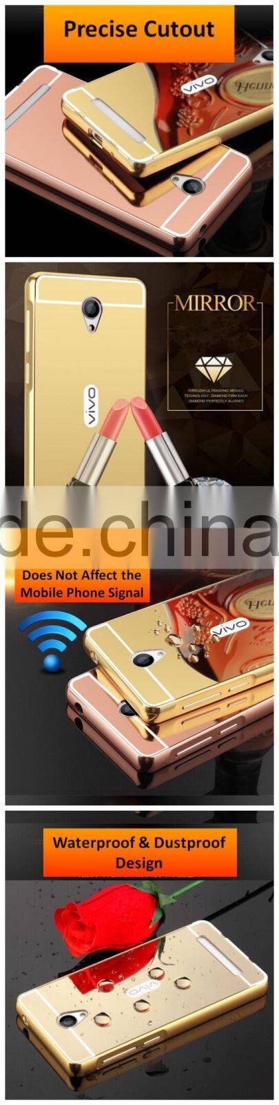 Samco Luxury Air Aluminum Metal Bumper Detachable + Mirror Hard Back Case, 2 in 1 Ultra Thin for Vivo Y28 Mobile Phone Cover