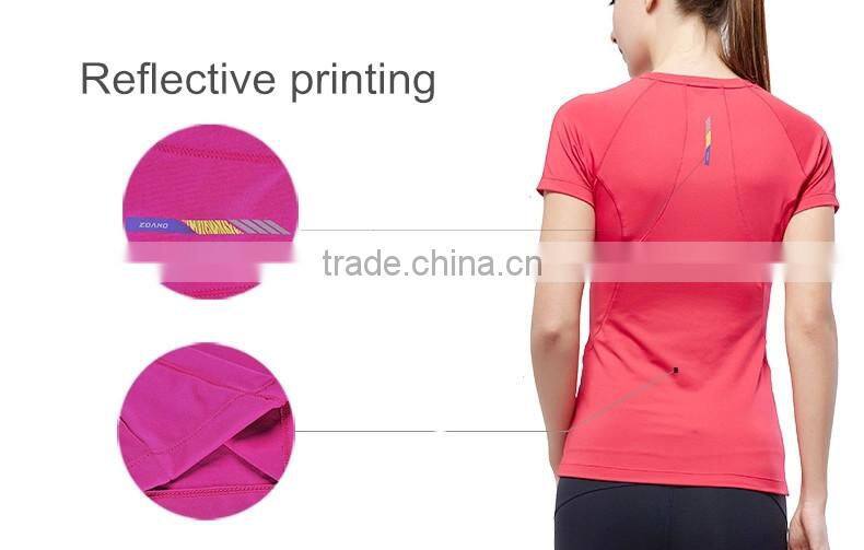 2016 wholesale women customized shirt/fitness compression yoga wear