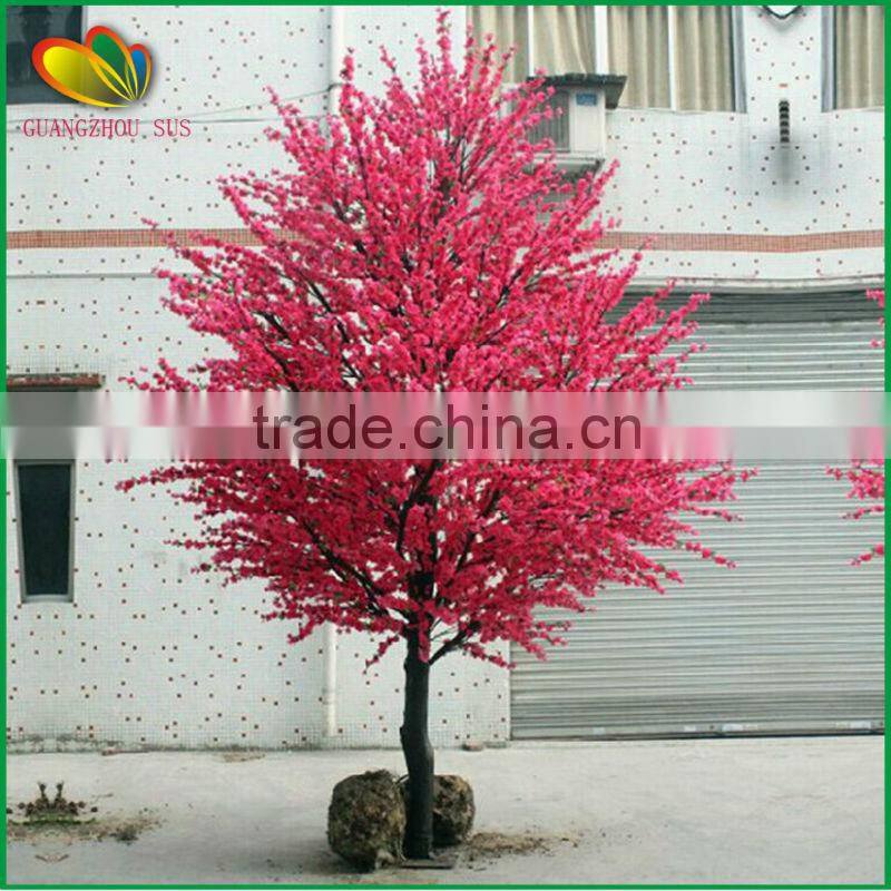 home decor artificial cherry tree bonsai plastic artifcial cherry blossom tree