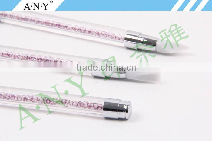 ANY Nail Art Design Beauty Clay Sculpture Rhinstone 3PCS Nail Art Silicone Brush Set
