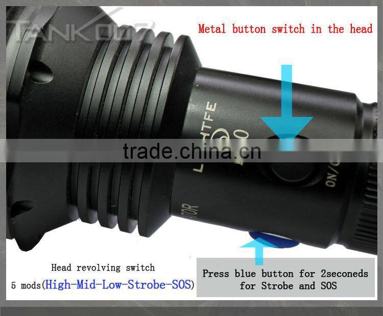 Super bright police led rechargeable flashlight TANK007 M60 XM-L2