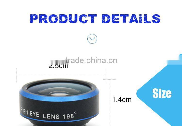 Christimas Gift 3 in1 Lens 198 Fisheye Lens Universal 0.63 Wide Angle 15 Micro Lens For iphone 5S 6S plus