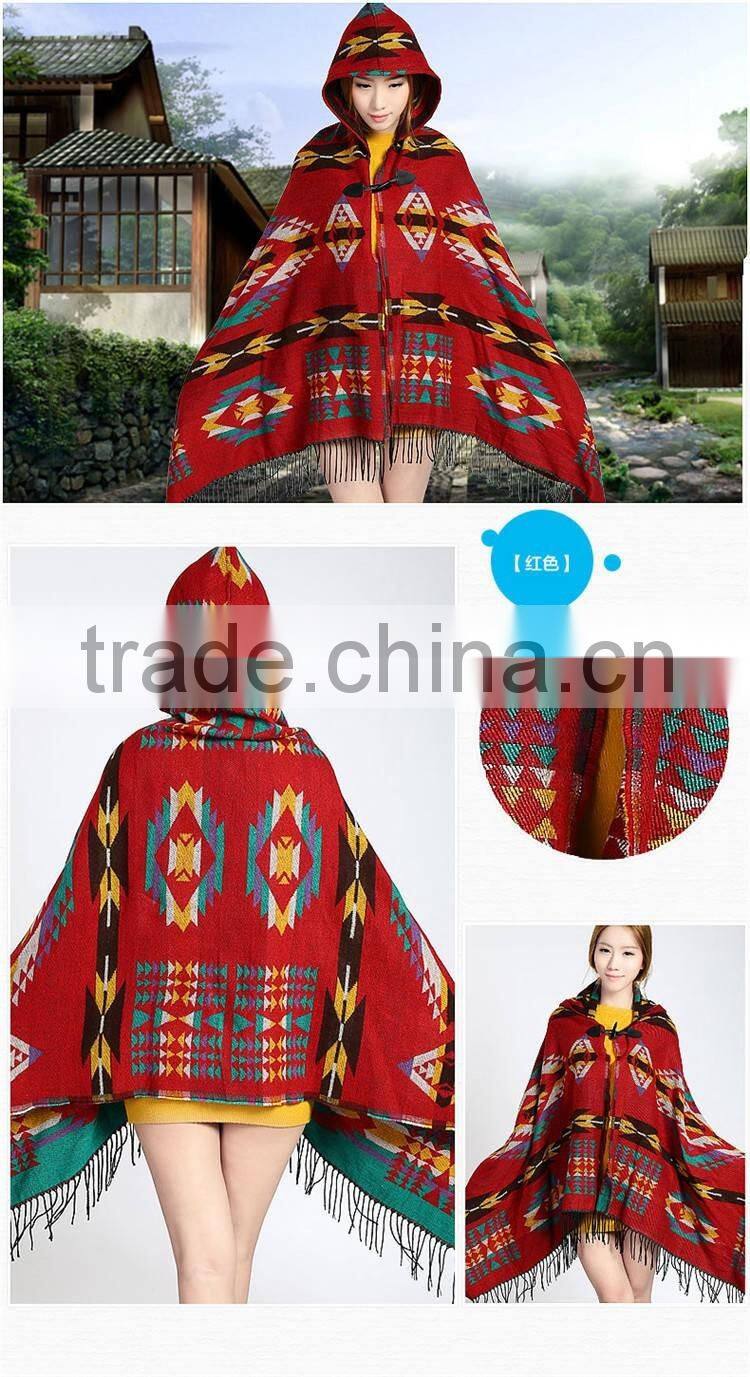2016 The Latest Popular Acrylic Winter Lady Warm Poncho Shawl Scarf