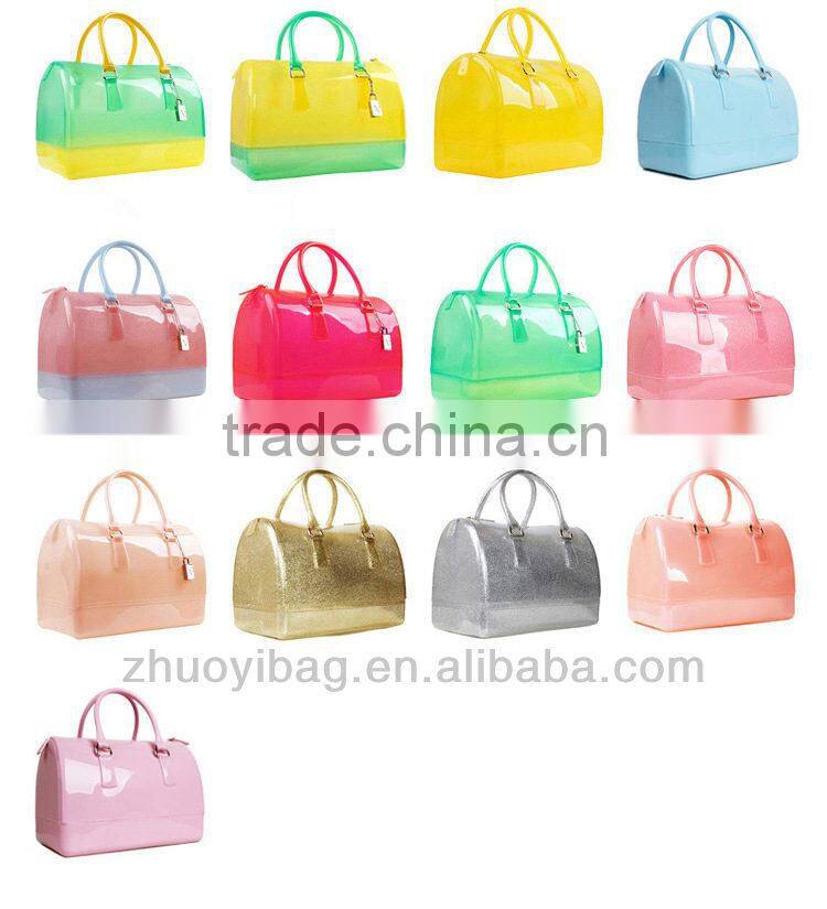 2014 New Silicone Vinyl Tote Jelly Candy Bags For Women