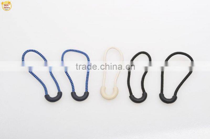 nylon puller cord, sportswear plastic zipper puller with logo with cord