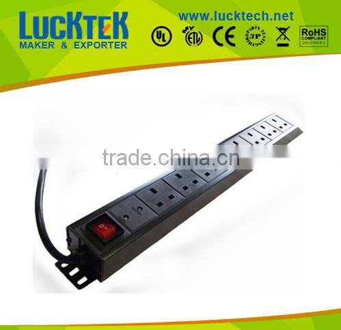 8ways PDU sockets,1.5U 19inch UK 4Ways PDU with switch,high quality