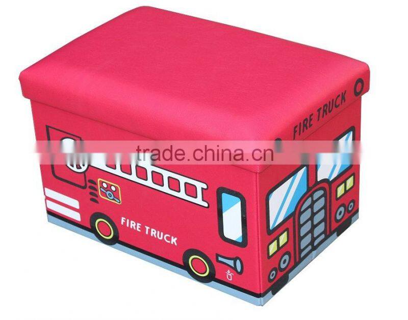 Kids toy storage Fire truck foldable ottoman