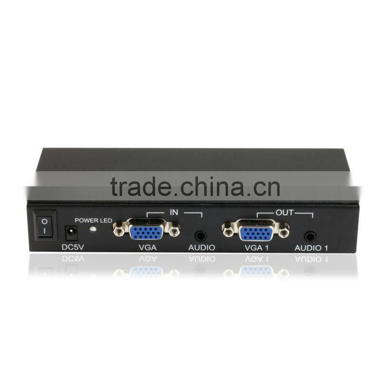 VGA Splitter 1x4 with audio Connects VGA Source to Four VGA Displays Simultaneously