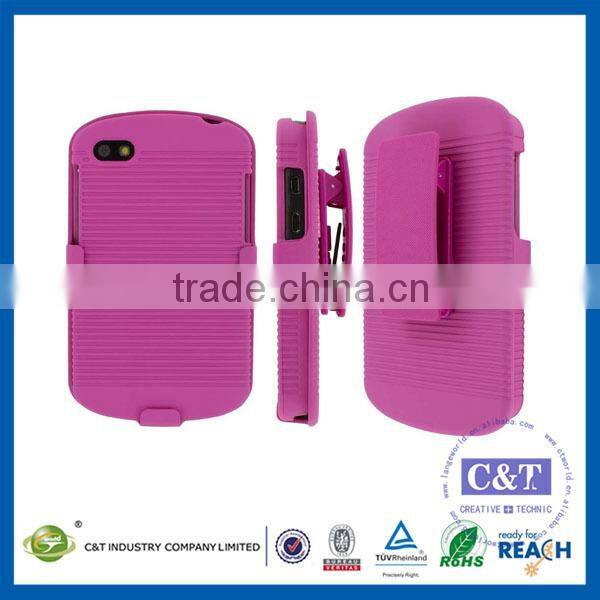 C&T Black kickstand combo Holster Belt Clip Case For Blackberry Q10