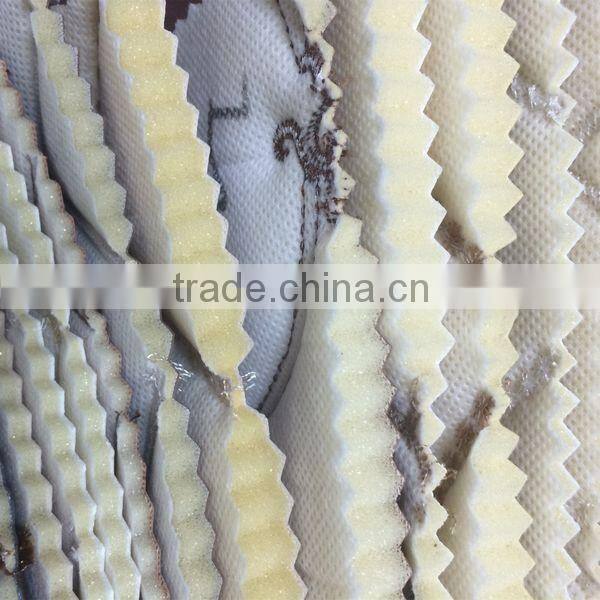 Semi PU upholstery leather supplier surface with embroider design and metallic color