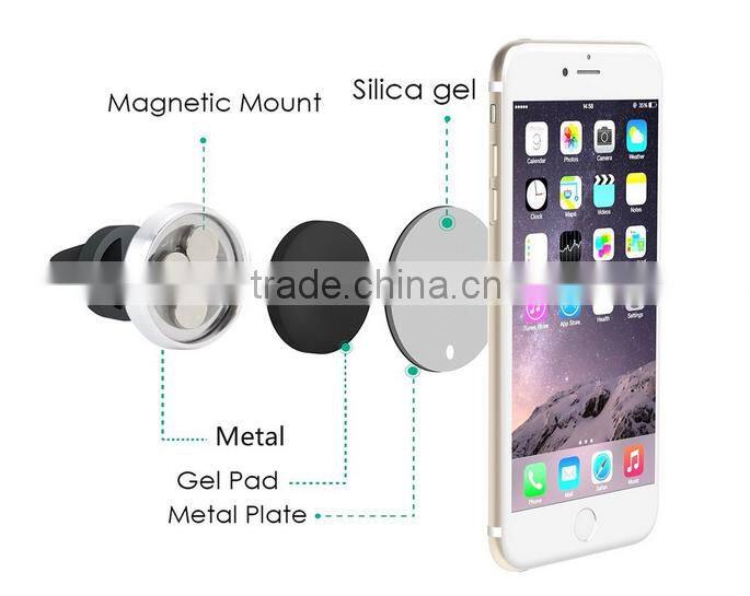 2016 Top Selling Aluminum Metal Magnet Car Mount Air Vent Outlet Phone Holder For Iphone 6 plus