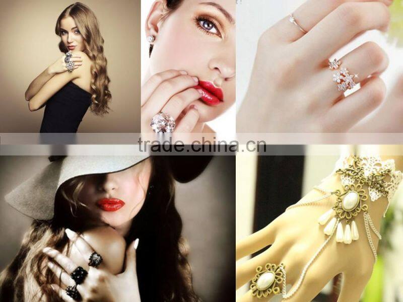 Hot selling cheap custom rhodium crystal ring wholesale, red diamond rings for women
