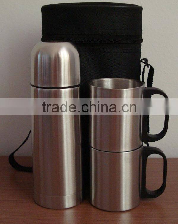 500ml stainles steel vacuum flask gift sets with 2pcs travel mug