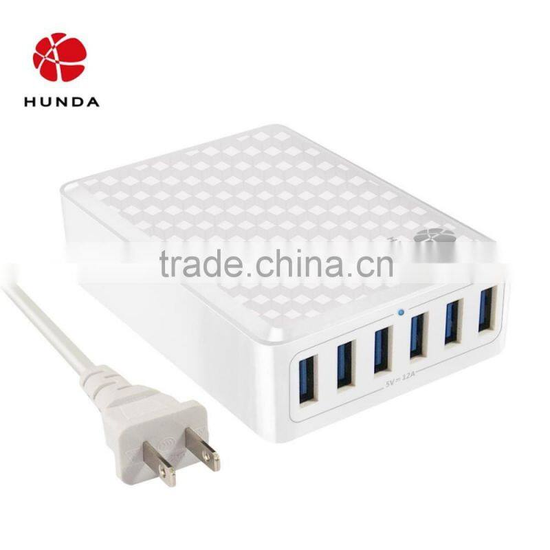 HUNDA China Manufacturer CE FCC ROHS Creative Design Multi Port USB Charger