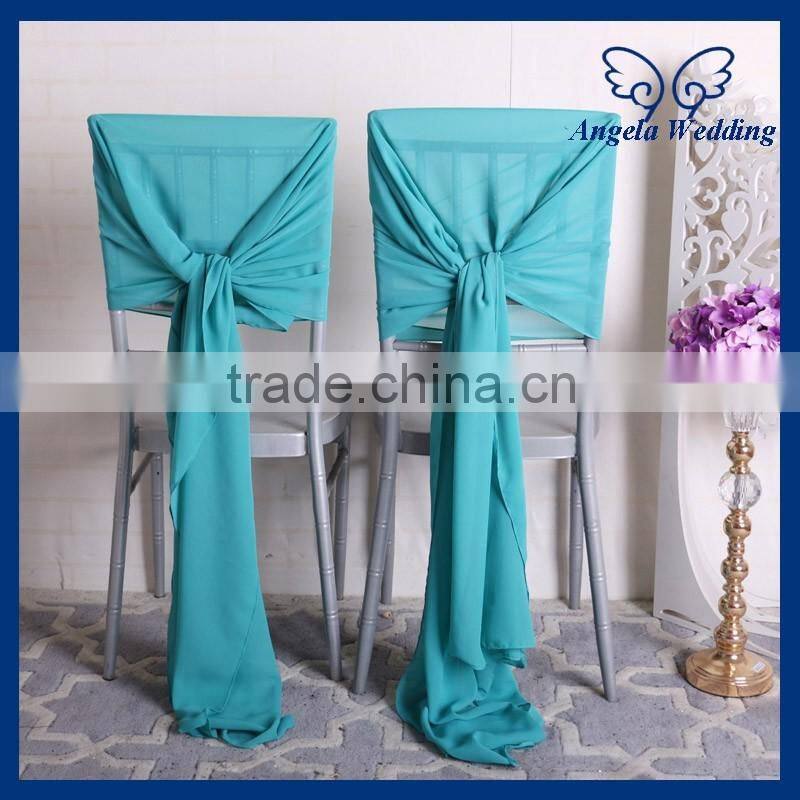 SH004F cheap many colors available custom made wedding turquoise chiffon chair sash with buckle