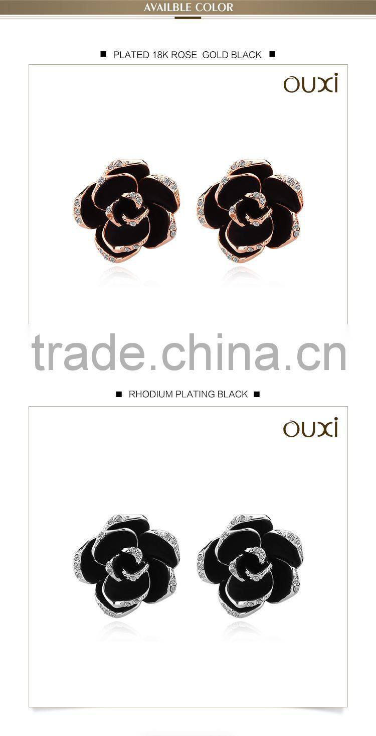 2015 OUXI cheap black crystal diamond earring made with AAA zircon 21090-2