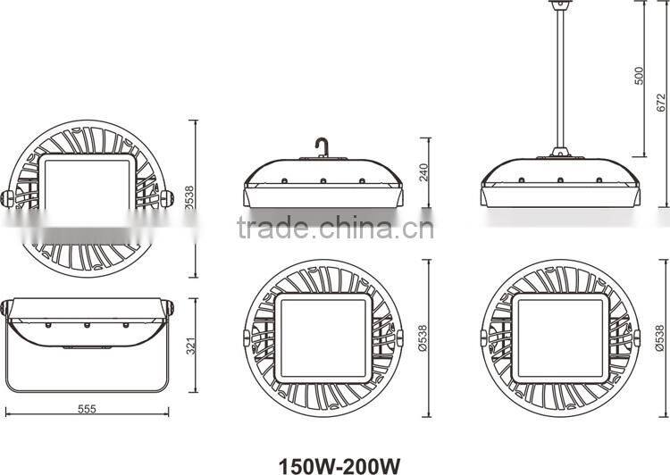GS CB approved 200w led high bay light housing with IP65