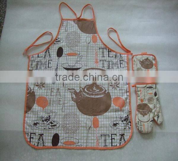 silk screen pigment printing vintage style apron set with chinese hot pot set