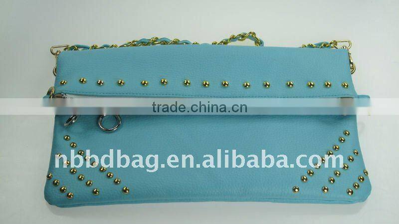 2011 hot sale women fashion fashion PU evening bag with metal chain handle