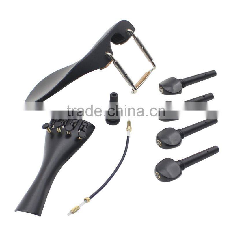 4/4 Violin Chin Rest Chinrest with Tuning Peg Tailpiece Fine Tuner Tailgut Endpin Violin Accessory Kit
