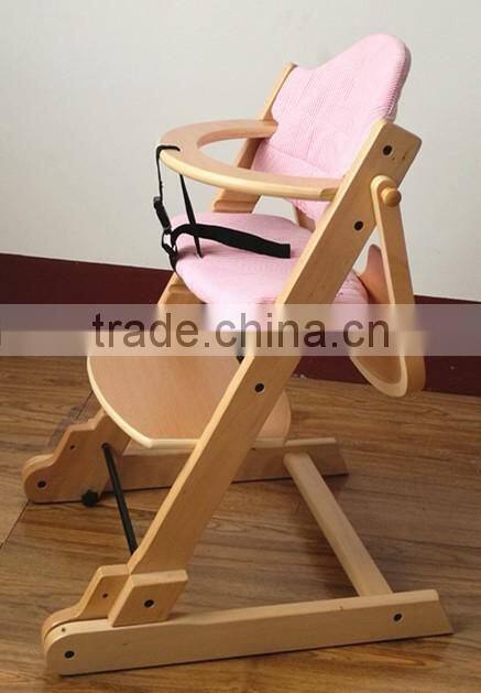 Solid Beech wood portable baby high chair