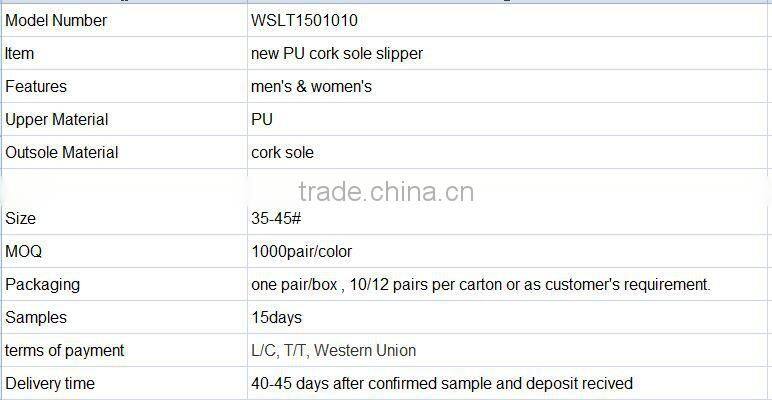 new PU beach slippers, mens cork sole slippers