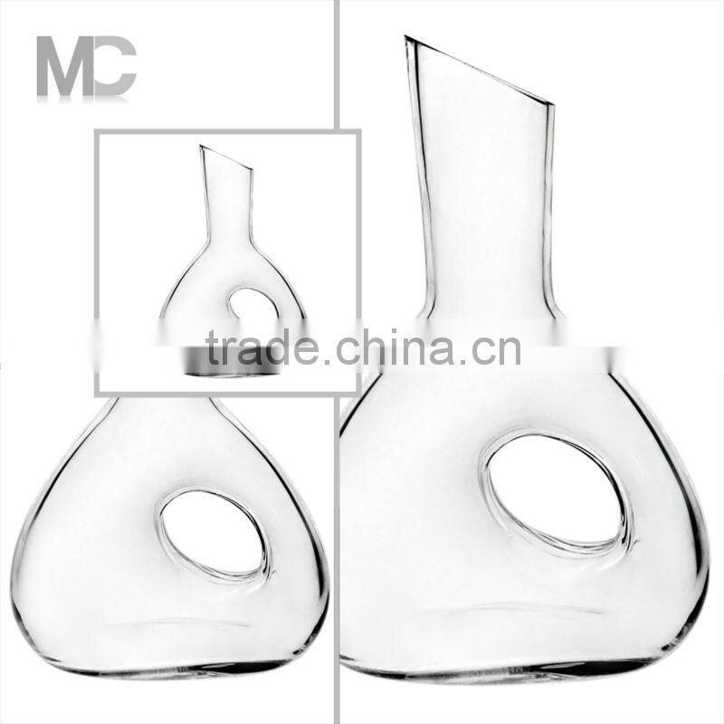 Hand blown antique clear glass wine decanters with handle