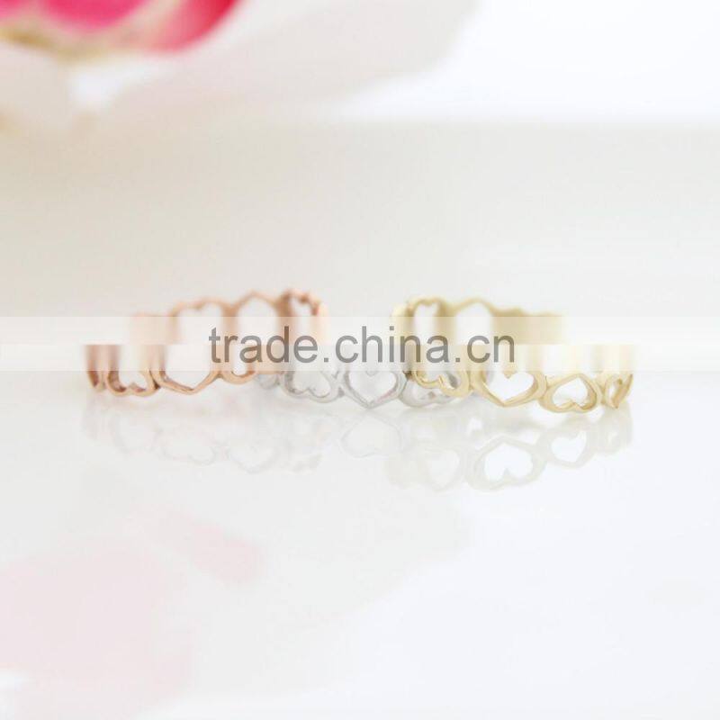 Unique design ladies heart-shaped metal rings finger rings with heart shape