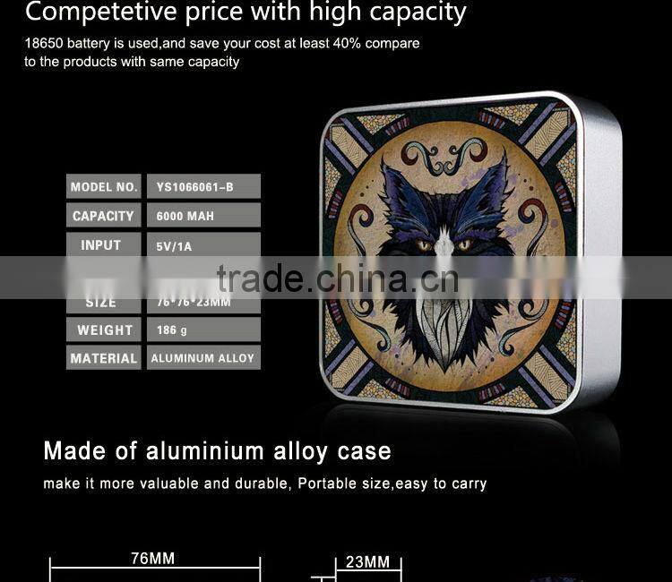 cat 6000mah 6600mah 7800mah mini aluminum diy square portable power bank charger for smartphone