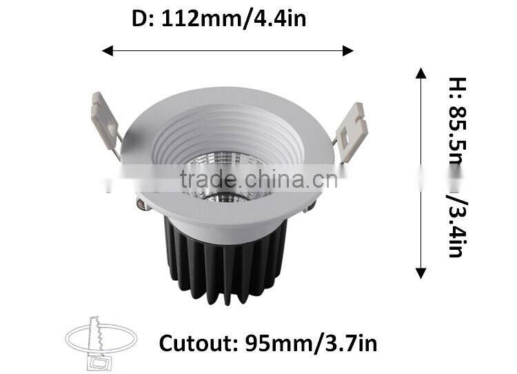 Cob light for 95mm hole / 9W 3.7-inch LED ceiling light downliht / Warm white spotlight lamp