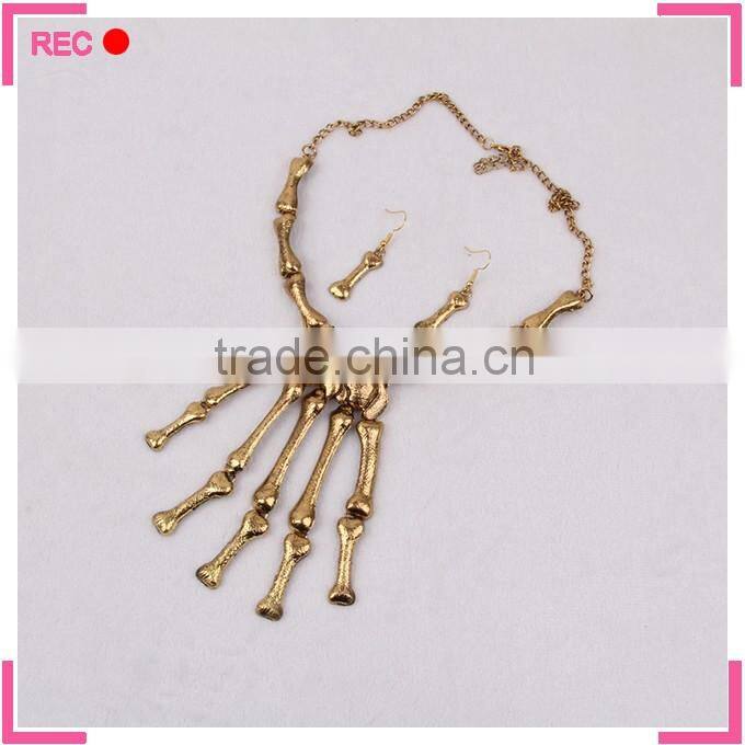 Necklace earrings set for Halloween, skull shaped necklace jewelry set