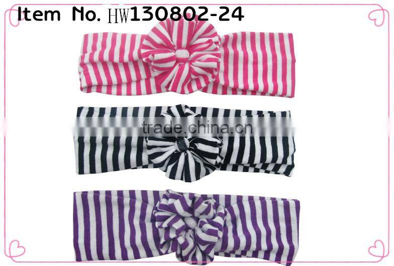 Stripe headband,cotton flowers hair band,baby hair accessories