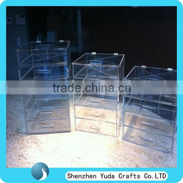 Acrylic cosmetic organizer with drawers acrylic comestic display case acrylic cosmetic container