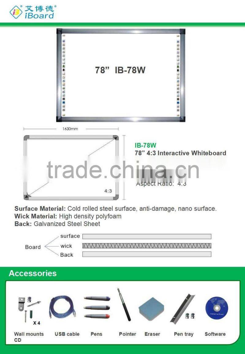 78"W Serise Interactive Whiteboard/IR Touch smart board