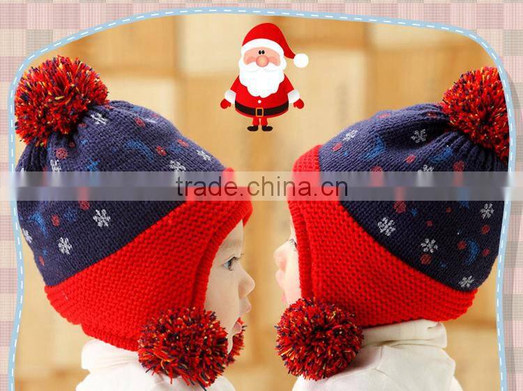 Korean Fashion Handmade Crochet Santa Hat Baby Boy Girls Chirstmas Knitted Beanie Warm Hats