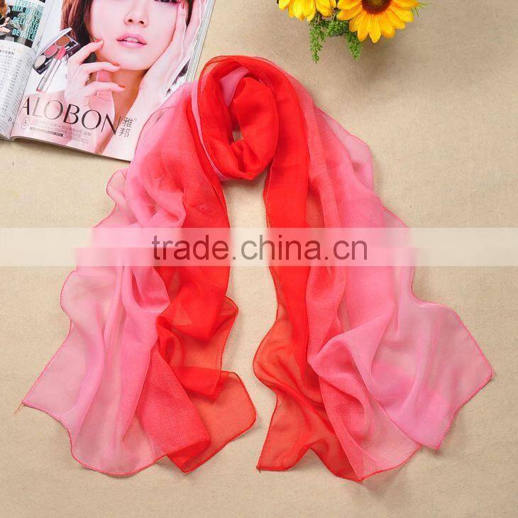 2014 Fashion Women Girls Gradient Wrap Lady Shawl Stole Silk Chiffon Scarf Wholesale