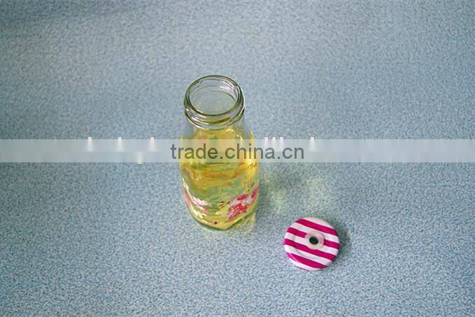 Vintage milk beverage glass bottle with printing