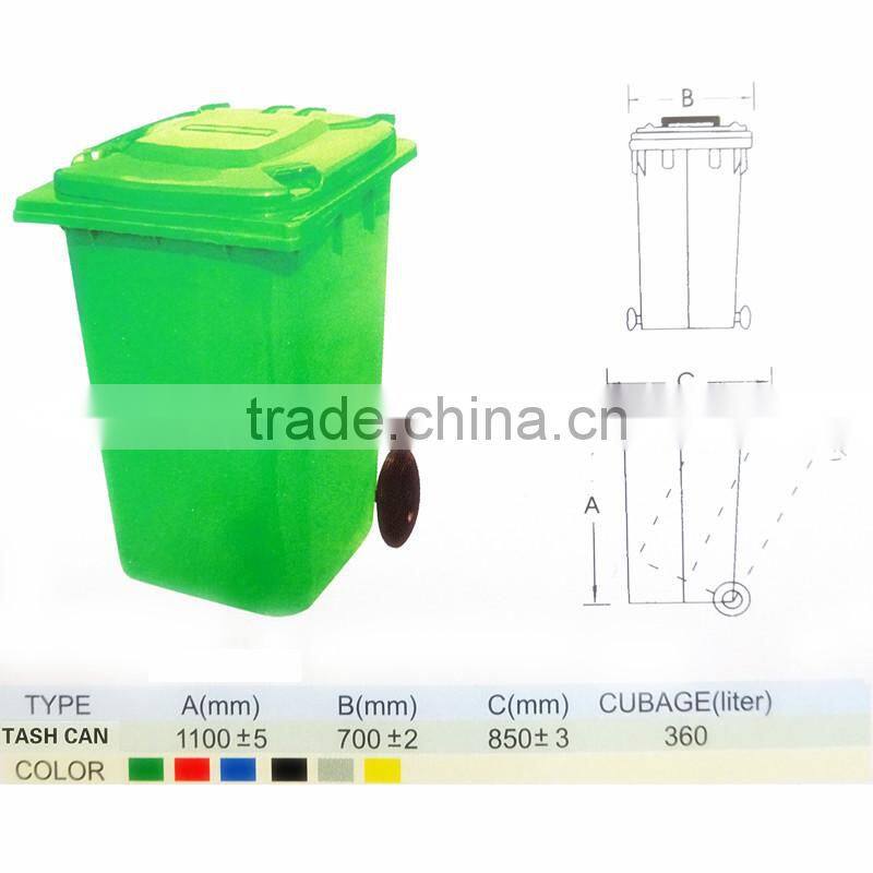 large dustbin plastic open top trash bin