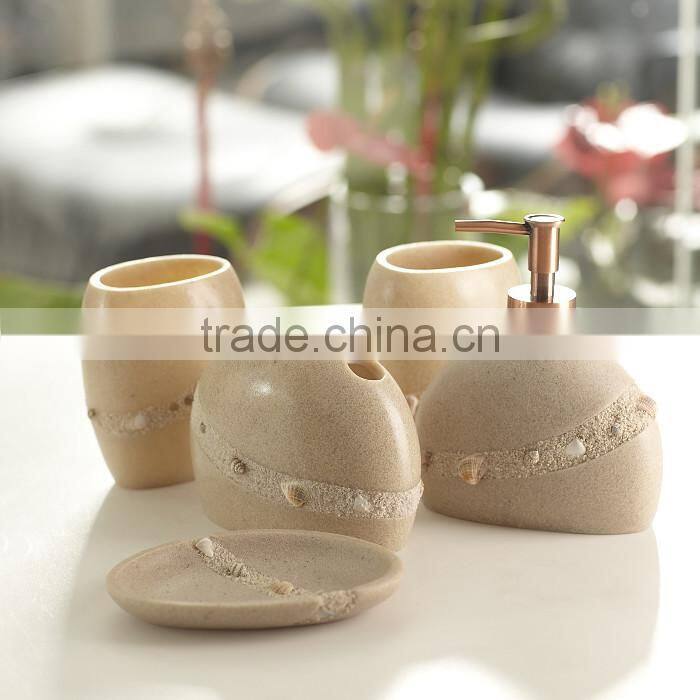 2015 Ocean Series Design Resin Bathroom Accessories Set