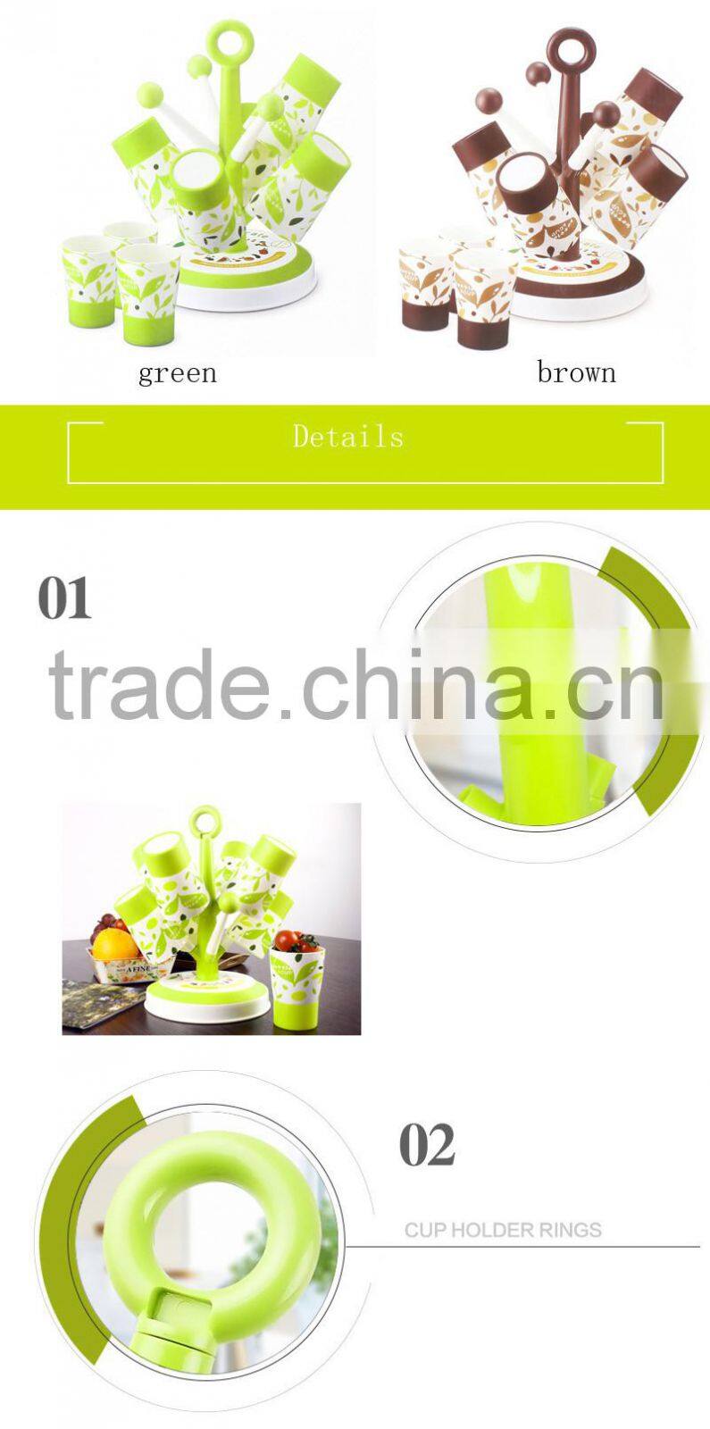 Mug Hooks Stand Tree organizer 8 pcs Racks Kitchen Cup Holder Coffee Tea Home Collection with 8 cups