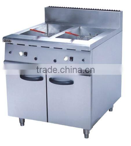 Commercial 2-Tank& 2-Basket Gas Fryer With Cabinet(ZQW-839)