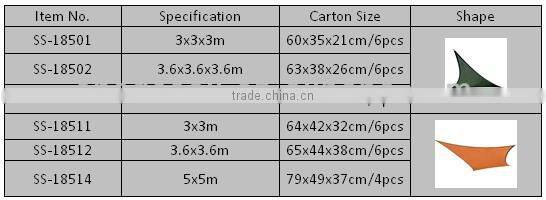 High density HDPE virgin beige color sun triangle shade sail