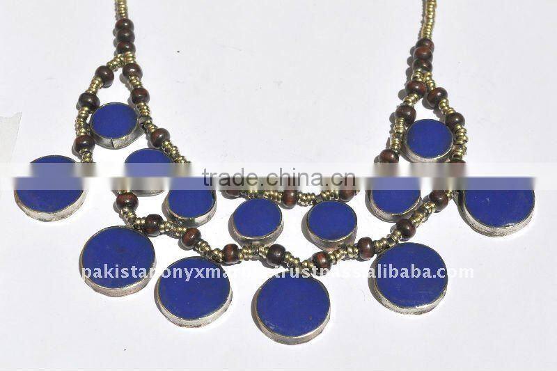 Ethnic Tribal kuchi afghan silver lapis neckleces Jewelry Kuchi nomads
