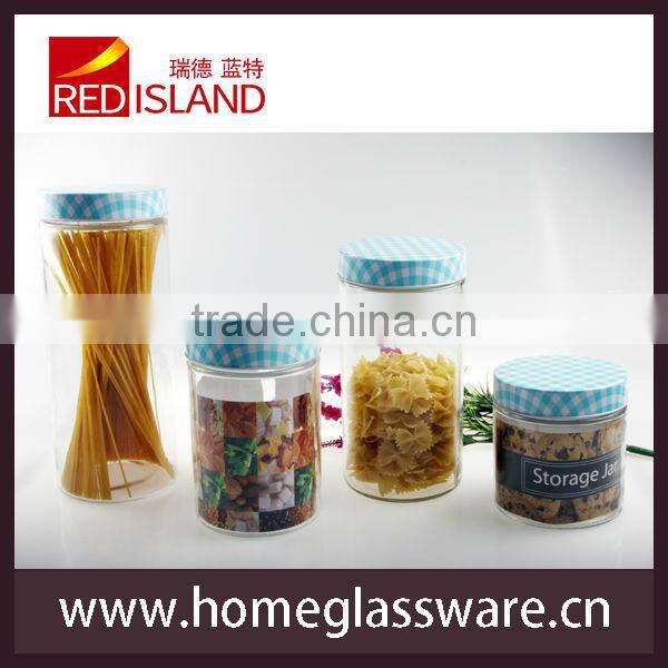 800ml glass cookie jar with lid glass candy jars with colored lid