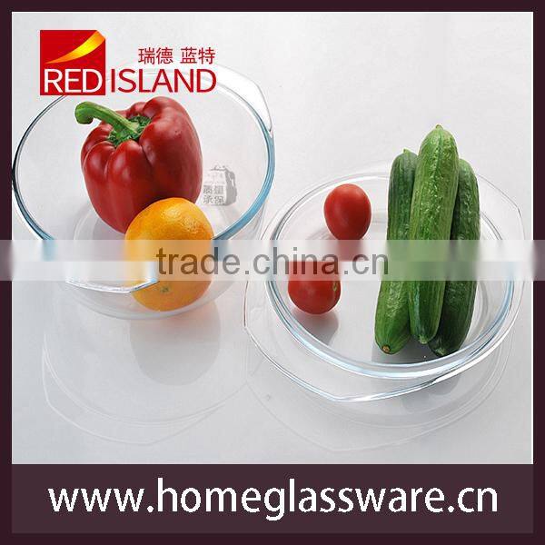 1L transparent tempered glass bowl set for microwave oven